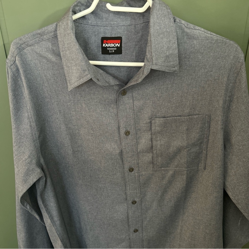 Karbon Men's Gray Small SM Button Up Shirt Polyester Spandex 1666660